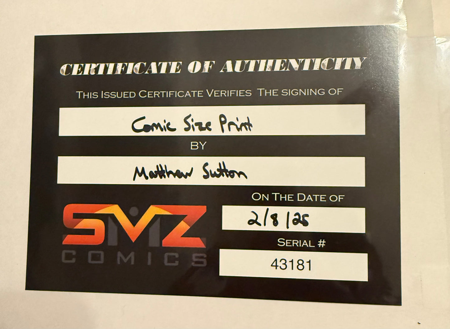 Matthew Sutton signed comic sized print with COA - Ahsoka Tano, Star Wars collectible