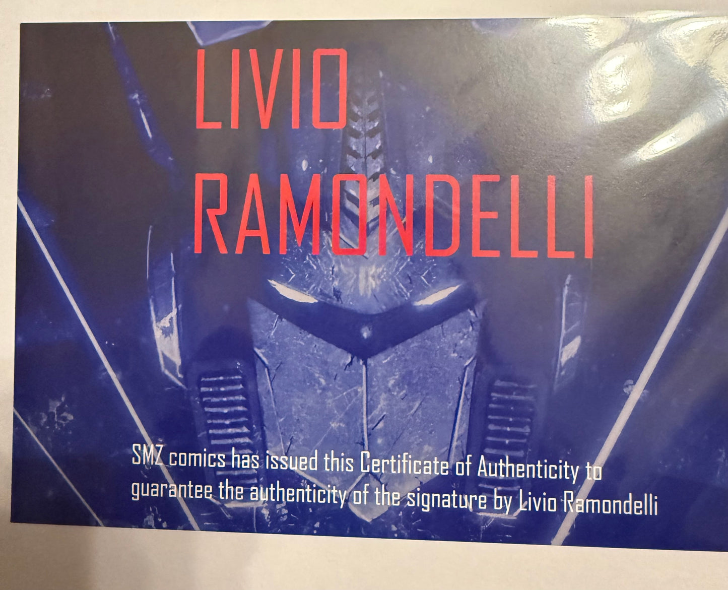 LIvio Ramondelli signed metal card with COA - Optimus Prime, Transformers collectible