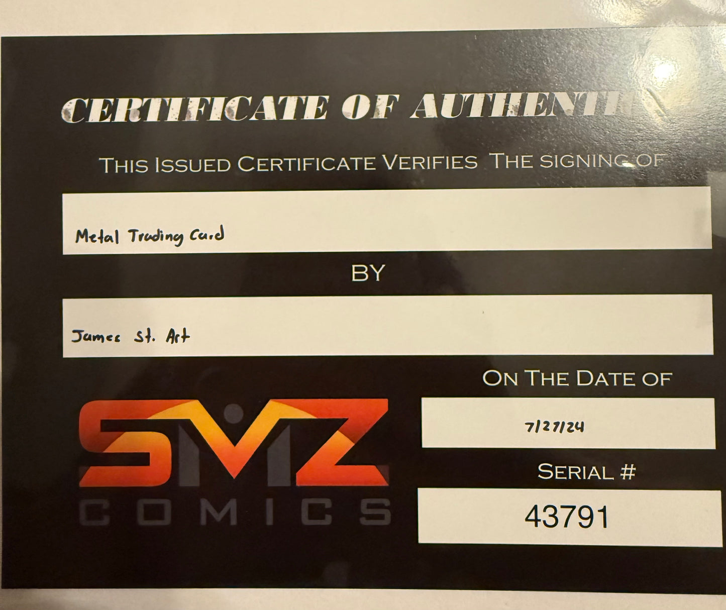 James St. Art signed metal card with COA - Darth Maul! collectible