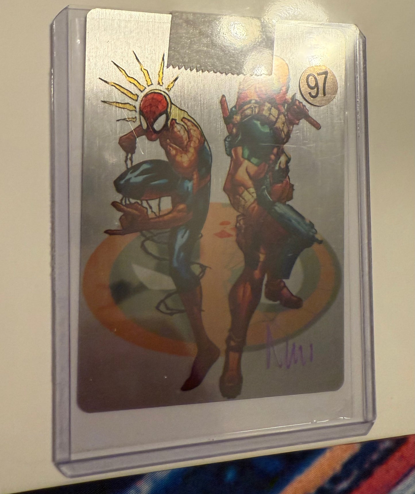 Eddie Nunez signed metal card - Deadpool and Spider-Man - COA collectible
