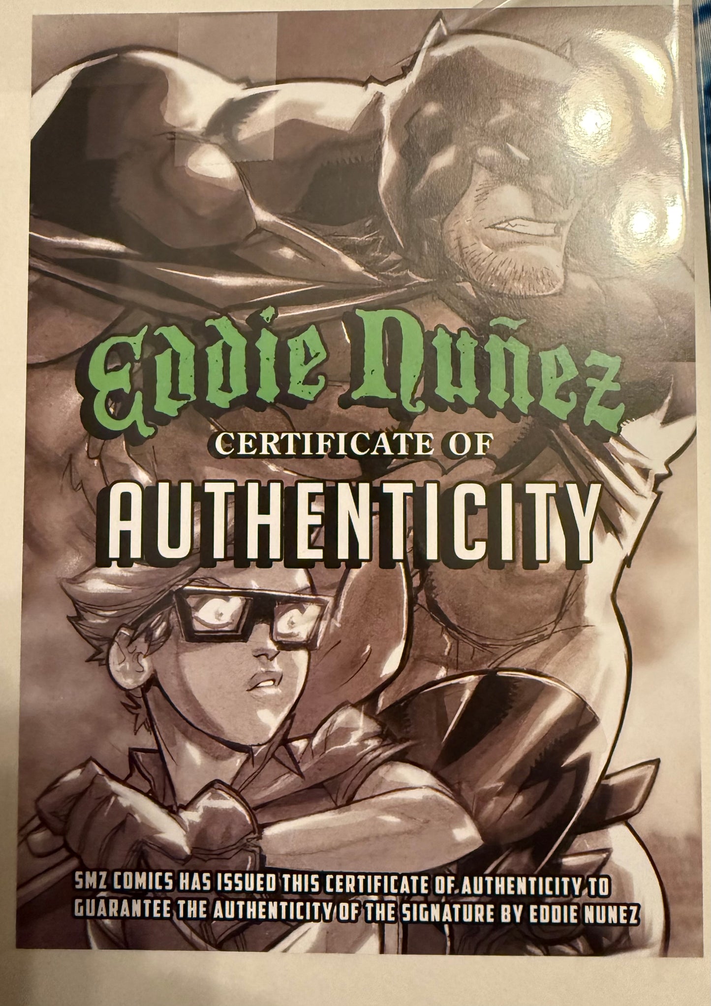 Eddie Nunez signed metal card - Deadpool and Spider-Man - COA collectible