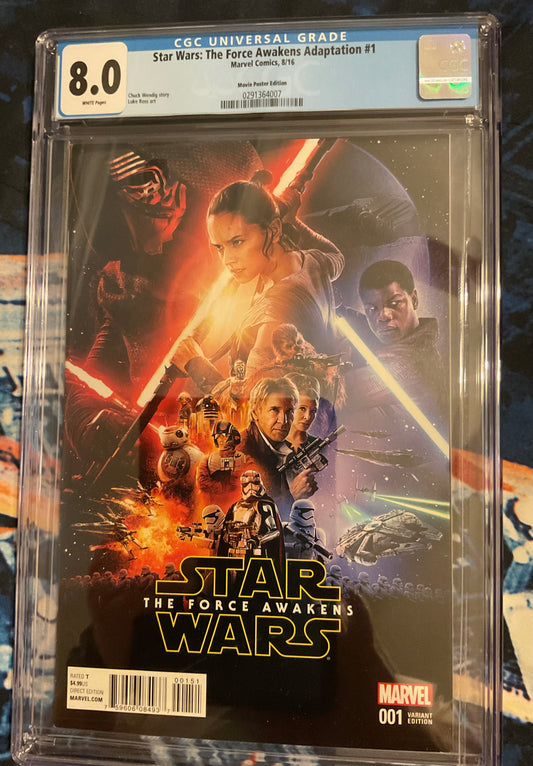 Marvel Comics Star Wars: The Force Awakens- Movie poster Incentive variant (1:15) CGC Graded 8.0 VF