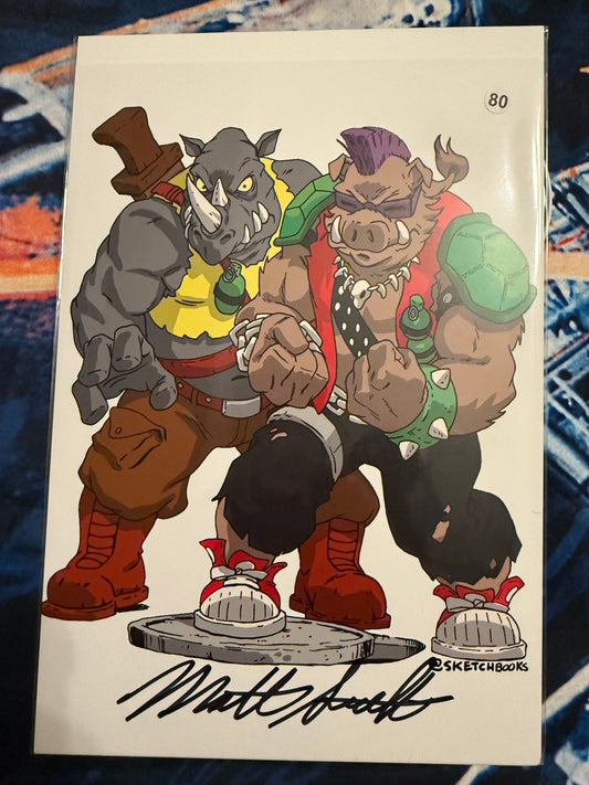 Matthew Sutton signed comic sized print with COA - RockSteady and BeBop collectible