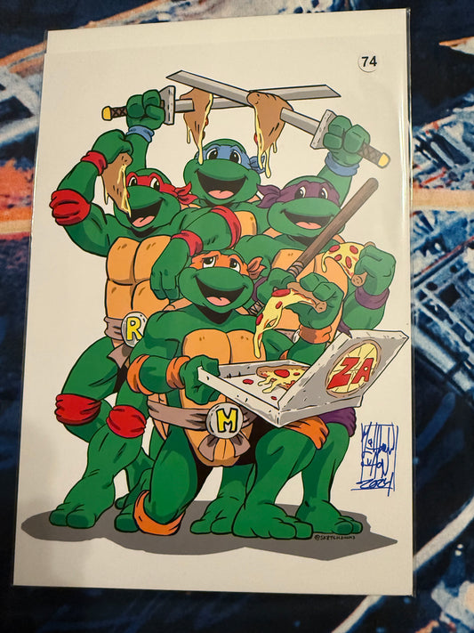 Matthew Sutton signed comic sized print with COA - Saturday Morning Cartoons Teenage Mutant Ninja Turtles collectible