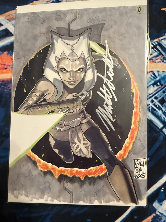 Matthew Sutton signed comic sized print with COA - Ahsoka Tano, Star Wars collectible